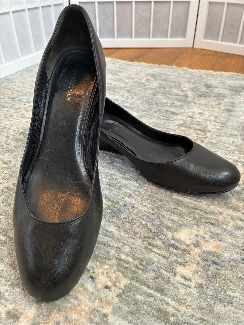 Cole Haan Black Leather Classic Wedge Pumps 8.5